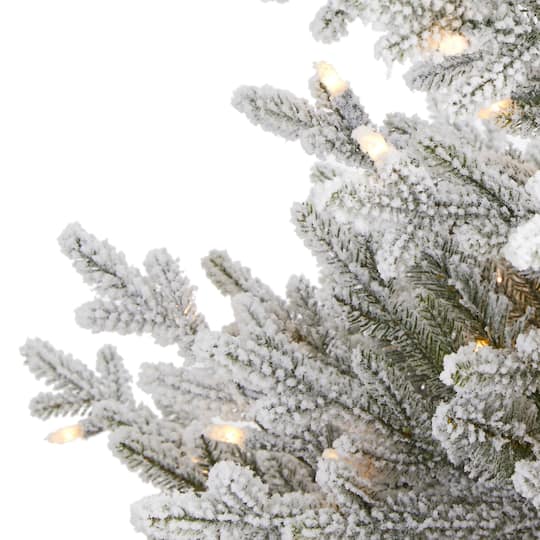 4ft. Pre-Lit Flocked Fraser Fir Artificial Christmas Tree with Warm White LED Lights